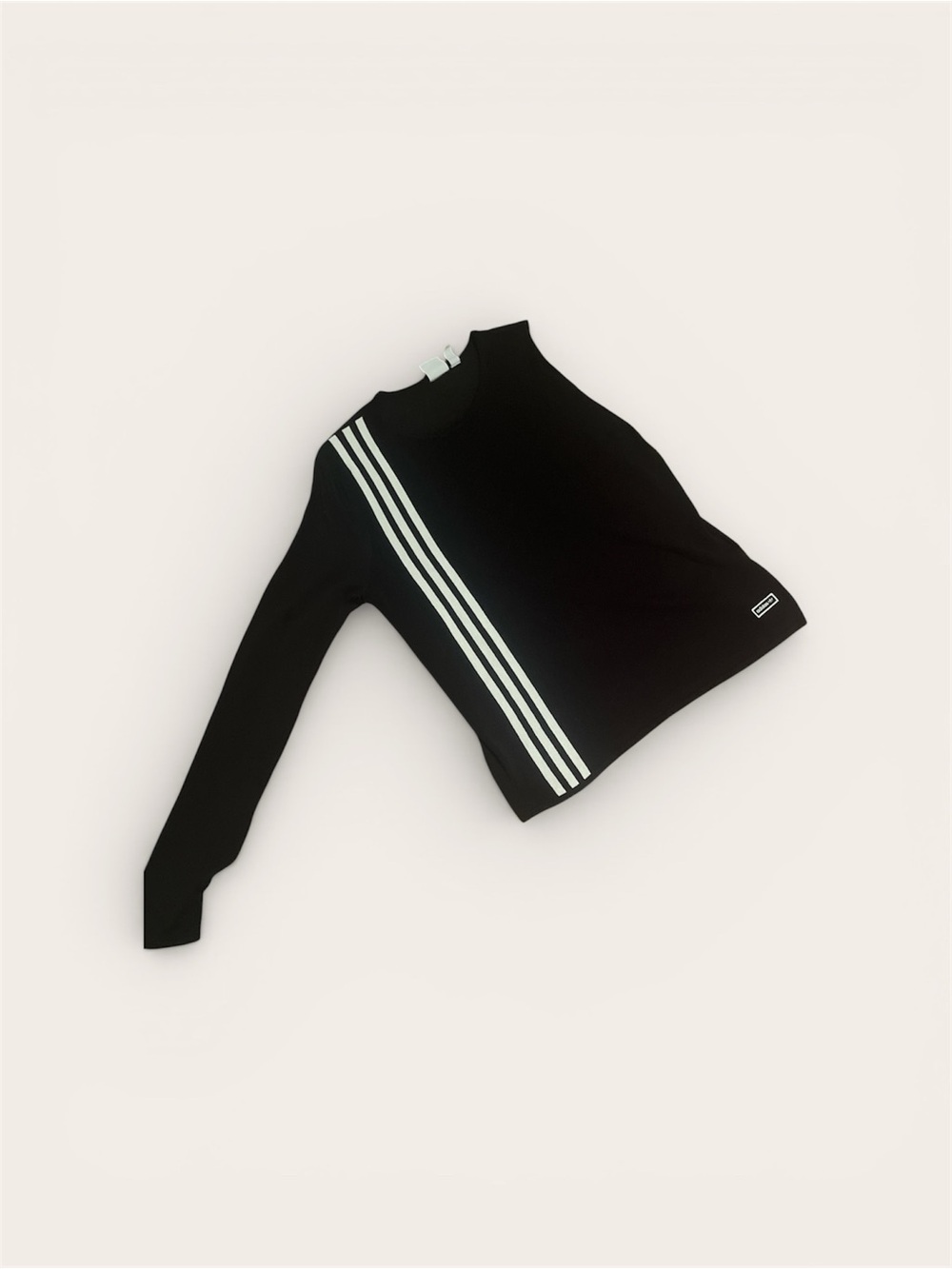 adidas Black Long Sleeve Top with White Side Stripes